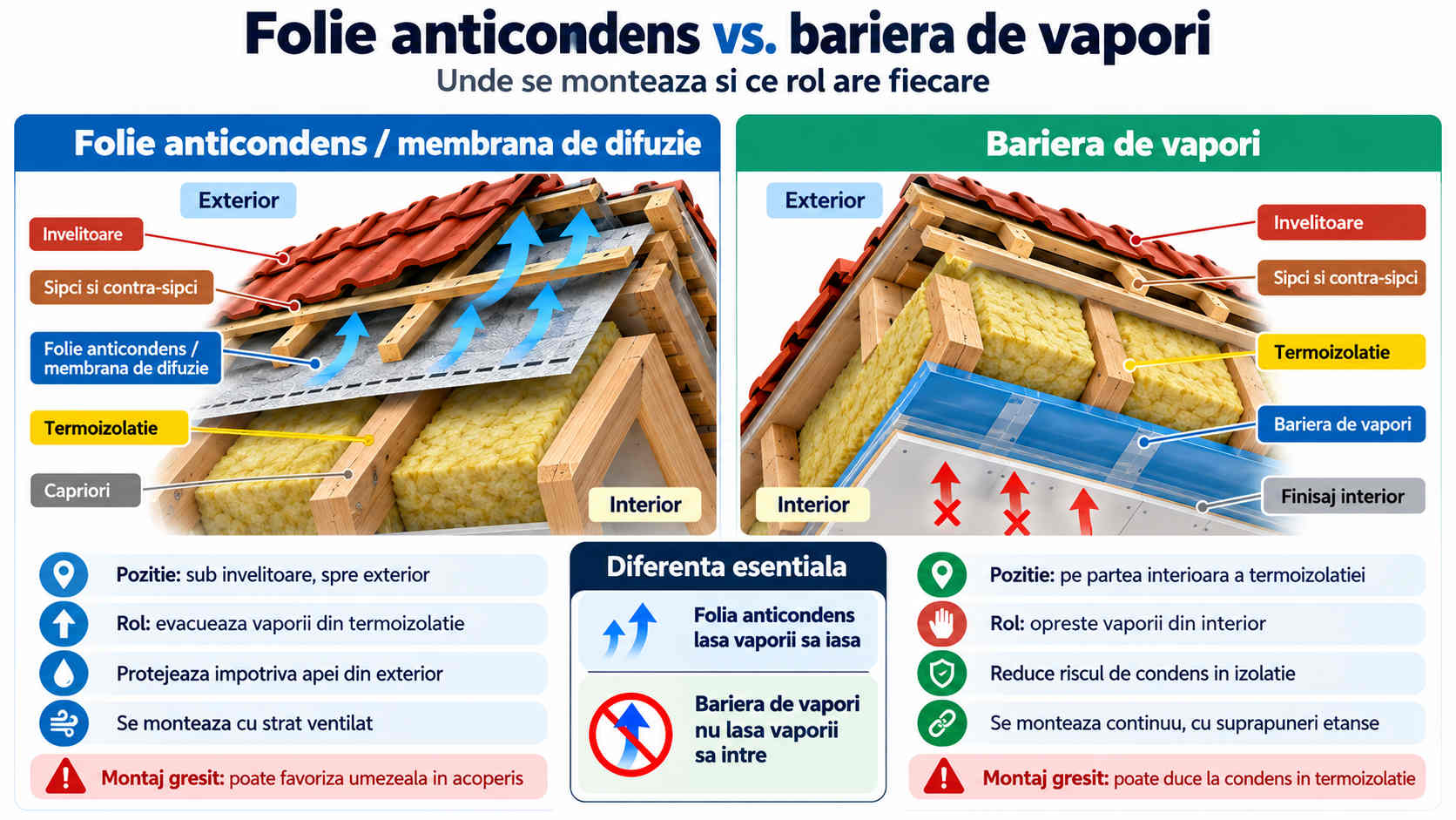 Diferenta intre folie anticondens si bariera de vapori
